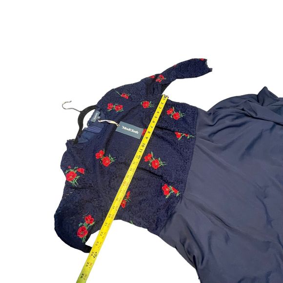 NWT ModCloth A-Line WomanDress Sz 22 Navy Lace Floral Embroidered Long Sleeve - Picture 12 of 16